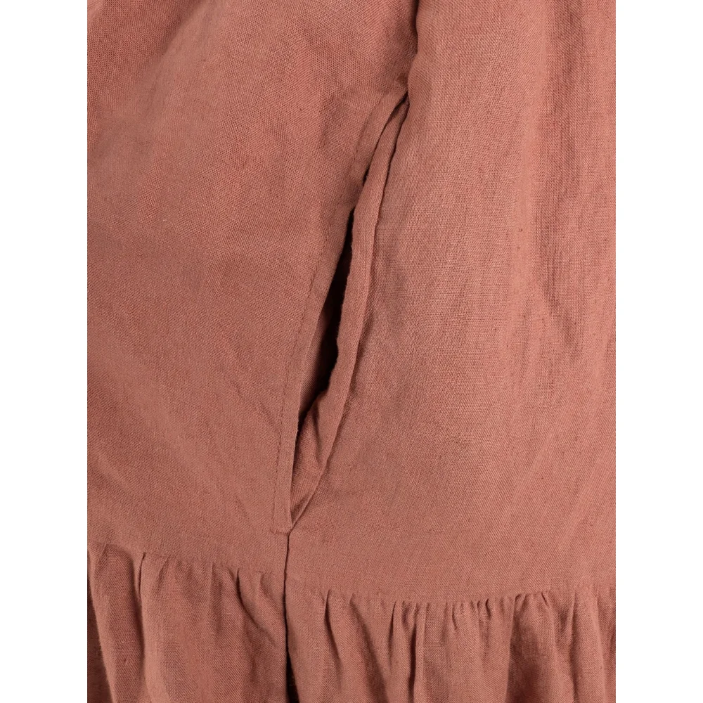 Abercrombie & Fitch Scrunchie Tiered Cutout Waist Maxi Dress Small Rust Orange